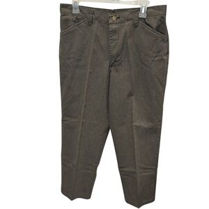 Lee Riders Flat Front Brown Tan Striped Women's 14 Size Waist Taken In